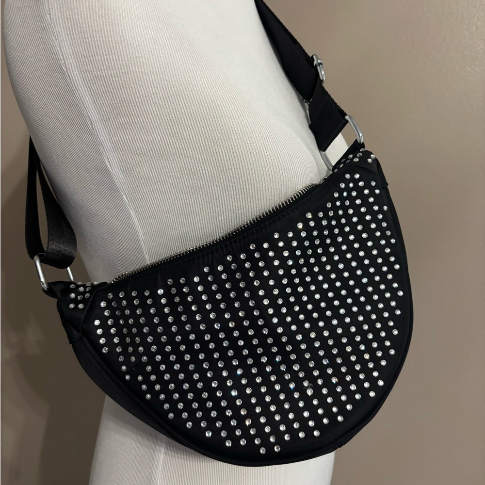 Skinny Dip Little Black Bag Rhinestone Studded Sling Bag